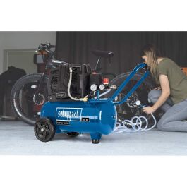Scheppach HC25Si Compresor de Aire Silencioso 60 dB, Horizontal, 2 Cilindros, 24 L, 1.5 HP (1100W), 8 bar, 230 L/min para Hogar y Garaje