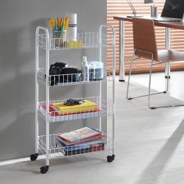 Metaltex Carro multiusos 4 estantes con ruedas 41 x 23 x 84 cm alambre plastificado