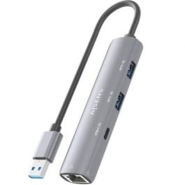 Aisens ASUC-4P035-GR Hub USB Tipo-C 3.1 Gen1 a Ethernet Gigabit con 2 USB-A y 1 USB-C, Gris