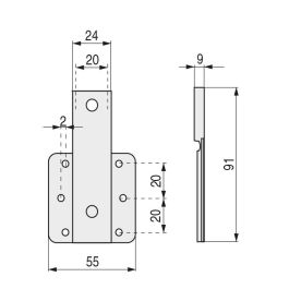 Q&Q EKO R20 Cajetín Zincado, Soporte para Resorte Compás 19/20mm (Compatible Corto y Largo)