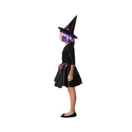 Disfraz Infantil de Bruja con Vestido Corto Morado y Sombrero