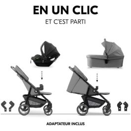 Hauck HAU1731474471948 Set de Viaje 3 en 1 Shop N Care Trio - Cochecito, Capazo, Silla de Auto, Adaptadores - 4 Ruedas - Gris
