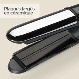 BaByliss ST496E Plancha para el pelo a vapor Steam Shine con función iónica y placas de cerámica de 39 mm, 5 temperaturas hasta 230 °C