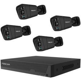 Foscam FN9108E-B4-2T Set de Cámaras de Vigilancia 4K con Grabador y 4 Cámaras Color Negro