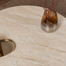 Mesa de centro MOIRA Redonda Efecto mármol travertino 90 x 90 x 41 cm CAL1738350617033