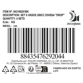 La Mediterranea Set 6 Vasos 200 cc Eivissa "Drop" (8 Cajas)