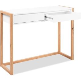 Escritorio consola - DENVER - Roble Artisan / Blanco - 2 cajones - 100 x 35 x 75 cm