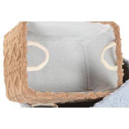 DKD Home Decor Cesta Set de 3 Beige Gris Mostaza Poliester 32 x 27 x 42 cm