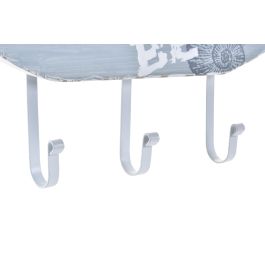 DKD Home Decor Perchero Pared Mediterraneo con Velero Madera Metal Azul Blanco 4 x 56 x 43 cm
