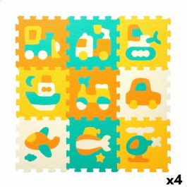 Alfombra de Puzzle Colorbaby Multicolor Plástico EVA 90 x 90 cm Vehículos 9 Piezas (4 Unidades)