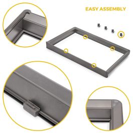 Emuca Kit de cajón metálico y bastidor regulable Quartz para armarios, guías de cierre suave y extracción total, Módulo 60cm, Acabado Titanio