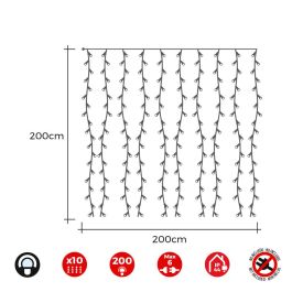 Edm Cortina led easy-connect blanco frío interior-exterior 2x2m 200 leds 10 tiras IP44