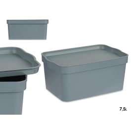 Kipit Caja Plástico con Tapa 7.5L Gris 21 x 14.2 x 32 cm (Set de 12) Precio: 39.99000027. SKU: S3609949
