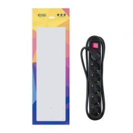 Nano Cable 10.37.0006-BK Regleta con Interruptor y 6 Tomas de Corriente Negro Cable 1.4m