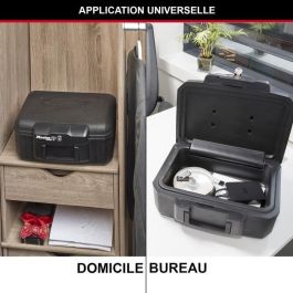 Master Lock Caja fuerte ignífuga transportable de 5L para documentos, USB y soportes multimedia, con cerradura de llave, negra.