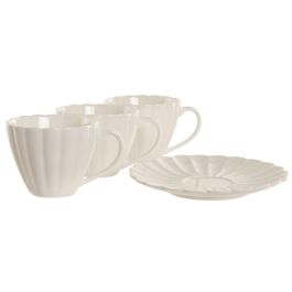 DKD Home Decor Set de 6 Tazas de Café Blancas de Porcelana 150ml - 8 x 7 x 10.5 cm