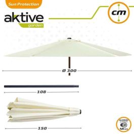 Aktive Parasol de Terraza Redondo 300 cm con Chimenea, Mástil de Aluminio 4,8 cm y Cubierta de Poliéster 160GSM