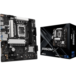 ASRock B860M-X Placa Base Micro ATX Intel B860 LGA 1851, Compatible con Intel Core Ultra, DDR5, 128GB Max, M.2, SATA III, RAID, 2.5GbE, 90-MXBRX0-A0UAYZ