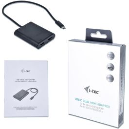 Adaptador DisplayPort a HDMI i-Tec C31DUAL4KHDMI Negro 4K Ultra HD