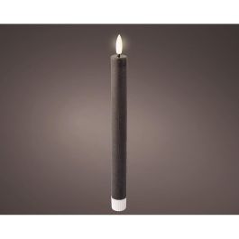 Lumineo Vela LED de Cera Efecto Llama Gris, Ø2x24.5cm, Luz Cálida, Temporizador 6h, Uso Interior, Funciona con 2xAAA, 2 Unidades