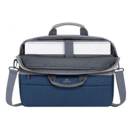 Rivacase 7532 Maletín Prater para Portátil 15.6 pulgadas y Tablet 10.1", gris/azul, tejido antirrobo hidrófugo de poliéster