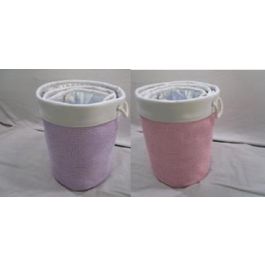 DKD Home Decor Cesta de Poliester para Decoración y Organización del Hogar, Set de 3 Piezas Surtidas (Lila, Rosa, Blanco), 40x40x49 cm