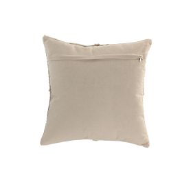 DKD Home Decor Cushions abril 25 natur a Cojín Boho Crudo de Algodón 45x45 cm hecho a mano con cremallera - Pack 2 Unidades