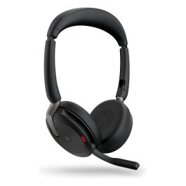 Jabra Evolve2 65 Flex MS Stereo USB-A Auriculares Inalámbrico y Alámbrico con Micrófono Plegable y Carga Inalámbrica, Optimizados para Microsoft Teams
