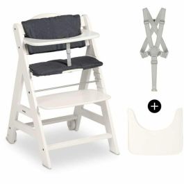 Hauck Trona Evolutiva BETA+ de Madera FSC con Arnés 5 Puntos y Ruedas - De 6 Meses a 90 kg - Blanco