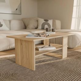 Mauvella Mesa de Centro Rectangular CFTT5212D108 en Roble con 2 Estantes, 110 x 60 x 45 cm