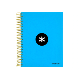 Antartik Cuaderno espiral A5 micro tapa forrada 120 hojas 100 gr color azul