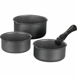 Arthur Martin AM777GM Batería de Cocina 3 Sartenes 16-18-20 cm Gris Mate Antiadherente Inducción Mango Extraíble Aluminio