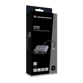 Conceptronic Donn16 Hub USB-C Multipuerto, 4 en 1 con HDMI 4K, VGA, USB-C PD 100W y USB 3.0 - Adaptador Docking para Laptop