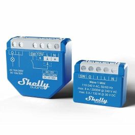 Shelly Relé Interruptor Inteligente Wave 1 Mini Z-Wave Inalámbrico para Pared, 8A/2000W, Plástico Azul