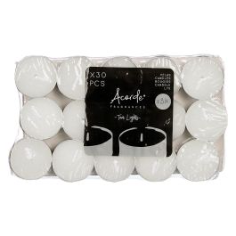 Acorde Set 30 Velas Tea Light Blancas 3H - Set de 30 Velas Pequeñas de Cera 18.7x2.7x11.2 cm (Set de 24)