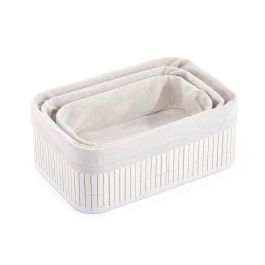 Set de 3 Cestas de Ordenación en Bambú Blanco - Confortime (6 Cajas) Set de 3 Cestas de Ordenación en Bambú Blanco - Confortime (6 Cajas)