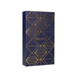 Belius Soiree Boligrafo y Estuche Color Azul Marino y Dorado Tinta Azul Punta 0,8 mm en Caja de Diseño Art Deco Elegante