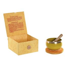 DKD Home Decor Cuenco Tibetano Indio Surtido Colores (Verde, Azul, Rosa, Amarillo) 12x12x7 cm – Pack 4 Unidades con Caja Regalo y Chakra