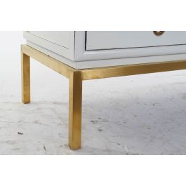 DKD Home Decor Armario Oriental Kamakura Blanco Dorado 120 x 50 x 175 cm Álamo Metal