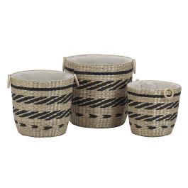 Cesta Colonial DKD Home Decor Natural Negro 38 x 36 x 38 cm Set de 3 Precio: 74.50000008. SKU: S3028968