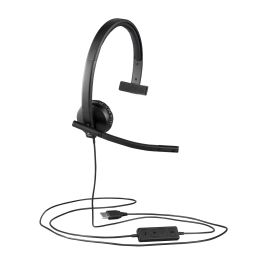 Logitech 981-000571 Auricular Monoaural Diadema Alámbrico USB-A con Micrófono Cancelación Ruido para Oficina/Centro Llamadas Negro