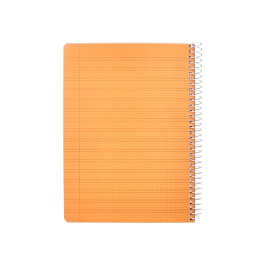Liderpapel Cuaderno espiral Pautaguía A5, Tapa Plástico, 80 Hojas 90gr, Cuadro Pautado 3mm, Color Naranja