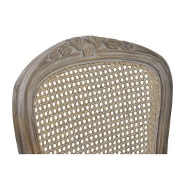 DKD Home Decor Silla Versailles Tradicional Gris Lino Ratan Rubberwood 53 x 49 x 95 cm (2 Unidades)