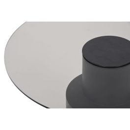 DKD Home Decor Mesa Centro Moderno Marron Oscuro Negro Cristal Mango 80x80x40 cm