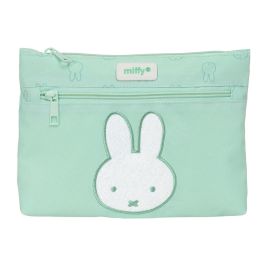 Safta Portatodo grande Miffy 'Menta' 2 compartimentos, reciclado y repelente al agua, 23x16x3 cm