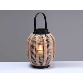 Farol Portavela Ovalado Giftdecor 27x32x27 cm - Tela, Madera, Vidrio - Beige/Negro (2 Unidades) Farol Portavela Ovalado Giftdecor 27x32x27 cm - Tela, Madera, Vidrio - Beige/Negro (2 Unidades)