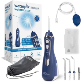 Waterpik WP-583 Irrigador Bucal Advanced Inalámbrico Recargable con 3 Niveles de Presión y 4 Boquillas