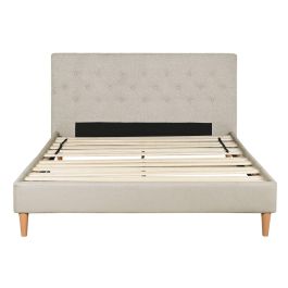 DKD Home Decor Cama Urban de Poliéster y Madera Beige 219x104x170 cm para Colchón 150x200 - Desmontable