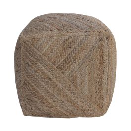 DKD Home Decor Reposapies Boho Natural de Yute, Hecho a Mano, Ideal para Decoración del Hogar, 45x45 cm Base, 48 cm de Altura