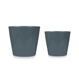 Ibergarden Set de 2 Macetas de Cerámica Cónica, Antracita, 22 cm y 28 cm Ibergarden Set de 2 Macetas de Cerámica Cónica, Antracita, 22 cm y 28 cm